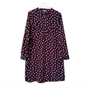Women's Gap Navy Orange Polka Dot Printed Henley Style Dress L
